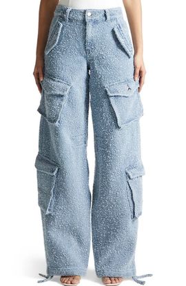 Manière De Voir Manière De Voir Anne High Waisted Boucle Denim Cargo Pants