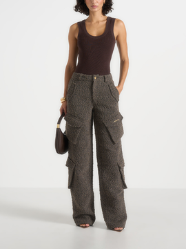 Manière De Voir Manière De Voir Anne Textured Boucle Wide Leg Cargo Trousers