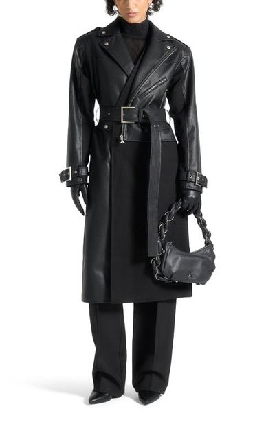 Manière De Voir Manière De Voir Ayleen Leather Biker Trench Coat