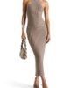 Manière De Voir Manière De Voir Belina Halter Neck Knitted Maxi Dress With Chain - 1