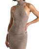 Manière De Voir Manière De Voir Belina Halter Neck Knitted Maxi Dress With Chain - 3