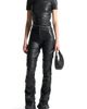 Manière De Voir Manière De Voir Caroline Tacked Leather Flared Trousers - 4