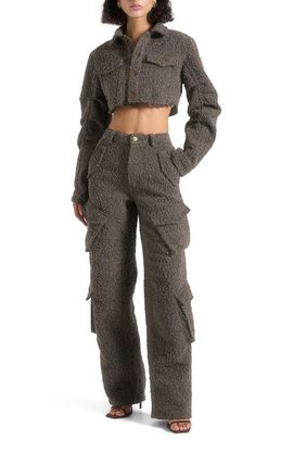 Manière De Voir Manière De Voir Catherine Cropped Boucle Denim Jacket