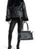 Manière De Voir Manière De Voir Charlene Leather and Plush Wrap Belted Jacket - 1