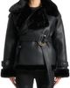 Manière De Voir Manière De Voir Charlene Leather and Plush Wrap Belted Jacket - 2