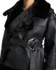 Manière De Voir Manière De Voir Charlene Leather and Plush Wrap Belted Jacket - 5