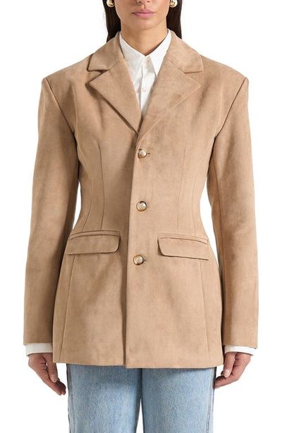 Manière De Voir Manière De Voir Claire Suede Wide Shoulder Cinch Waist Blazer