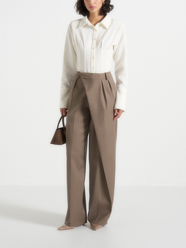 Manière De Voir Manière De Voir Colette Draped Wrap Front Pleated Trousers