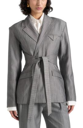 Manière De Voir Manière De Voir Delphine Pinstripe Wrap Tie Blazer