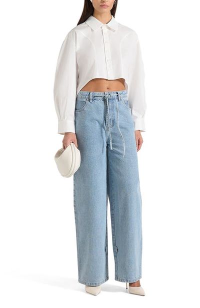 Manière De Voir Manière De Voir Eleni Cropped Shirt With Balloon Sleeves
