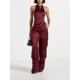 Manière De Voir Manière De Voir Emilie High Rise Satin Cargo Trousers