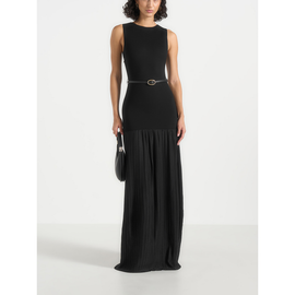 Manière De Voir Manière De Voir Emma Crew Neck Belted Pleated Maxi Dress
