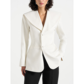 Manière De Voir Manière De Voir Emy Tailored Cinch Waist Shawl Blazer