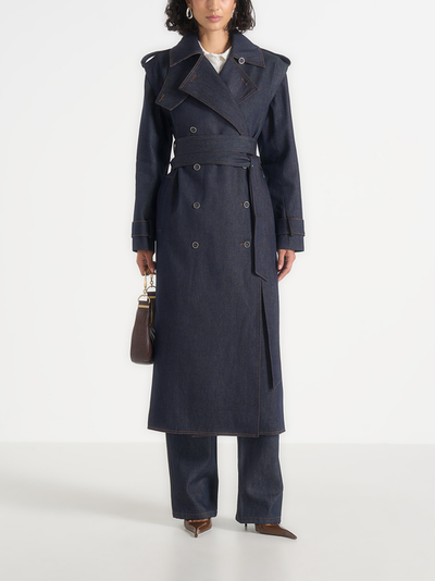 Manière De Voir Manière De Voir Esther Denim Trench Coat With Double Belt