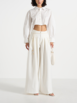 Manière De Voir Manière De Voir Flora Box Pleat Wide Leg Belted Trousers