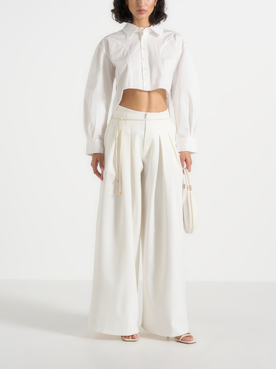 Manière De Voir Manière De Voir Flora Box Pleat Wide Leg Belted Trousers
