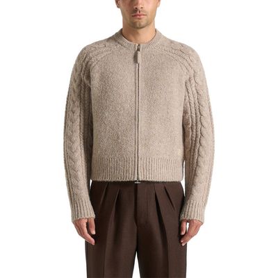Manière De Voir Manière De Voir Gaby Speckled Cable Knit Zip Cardigan