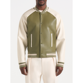 Manière De Voir Manière De Voir Guy Contrast Leather Bomber Jacket