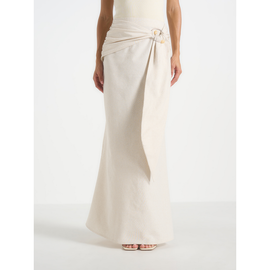 Manière De Voir Manière De Voir Holly Linen Asymmetric Wrap Tie Maxi Skirt