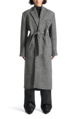 Manière De Voir Manière De Voir Jena Wide Shoulder Wool Coat with Cinch Belt