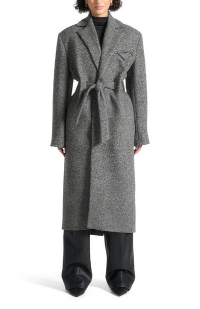 Manière De Voir Manière De Voir Jena Wide Shoulder Wool Coat with Cinch Belt
