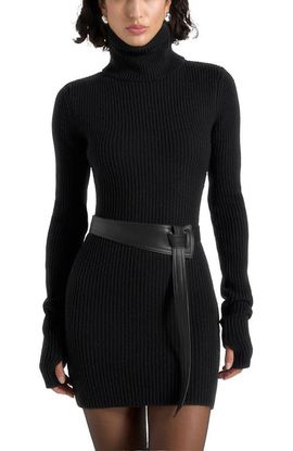 Manière De Voir Manière De Voir Kalia Roll Neck Knitted Mini Dress With Belt