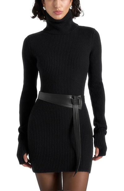 Manière De Voir Manière De Voir Kalia Roll Neck Knitted Mini Dress With Belt