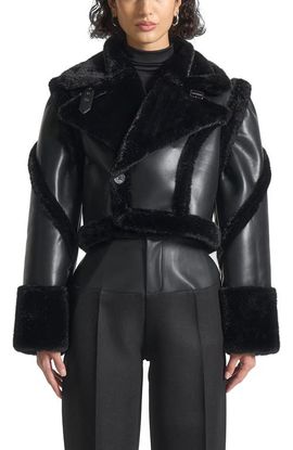 Manière De Voir Manière De Voir Kena Leather & Plush 2-in-1 Gilet Jacket