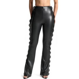 Manière De Voir Manière De Voir Lace Trim Leather Fit and Flare Leggings