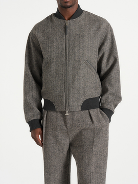 Manière De Voir Manière De Voir Leandro Herringbone Wool Bomber Jacket