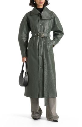 Manière De Voir Manière De Voir Leyna Ostrich Hourglass Belted Coat