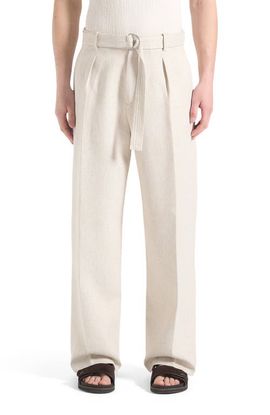 Manière De Voir Manière De Voir Loic Wide Leg Textured Trousers with Belt