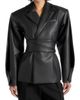 Manière De Voir Manière De Voir Marie Twist Sleeve Leather Blazer with Belt - 1