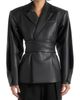 Manière De Voir Manière De Voir Marie Twist Sleeve Leather Blazer with Belt - 5