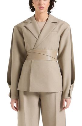 Manière De Voir Manière De Voir Marie Twist Sleeve Tailored Blazer with Belt