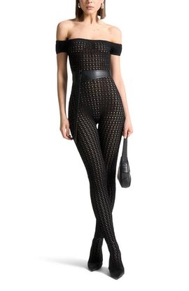 Manière De Voir Manière De Voir Martine Pointelle Knit Bardot Jumpsuit with Belt