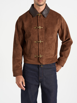 Manière De Voir Manière De Voir Nino Unisex Clasp Detail Contrast Stitch Suede Jacket