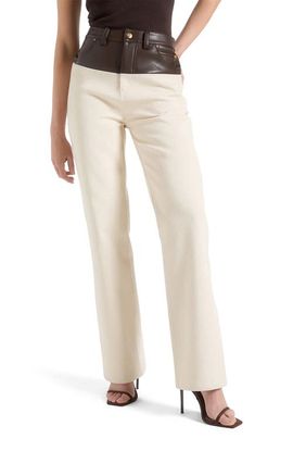 Manière De Voir Manière De Voir Renee Leather & Denim Straight Leg Jeans
