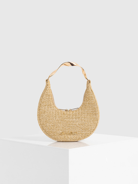 Manière De Voir Manière De Voir Sadie Sculpted Raffia Crescent Bag