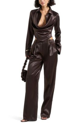 Manière De Voir Manière De Voir Satia Satin Cowl Shirt with Chain Detail