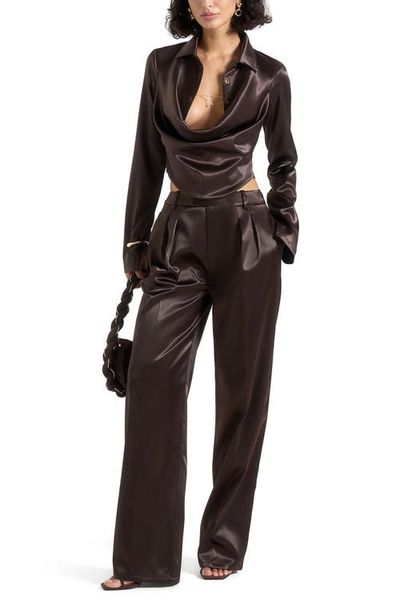 Manière De Voir Manière De Voir Satia Satin Cowl Shirt with Chain Detail