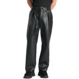 Manière De Voir Manière De Voir Serge Relaxed Fit Leather Pleated Trousers