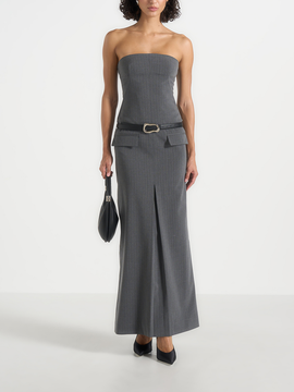 Manière De Voir Manière De Voir Tabitha Tailored Pinstripe Bandeau Belted Maxi Dress