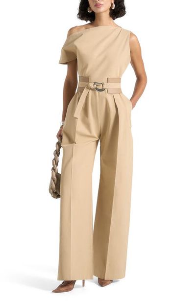 Manière De Voir Manière De Voir Valerie Tailored Off Shoulder Jumpsuit With Belt