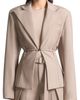 Manière De Voir Manière De Voir Wide Shoulder Tailored Blazer with Twin Belt - 1
