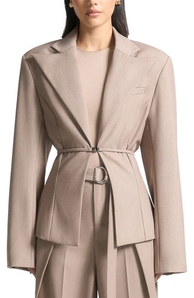 Manière De Voir Manière De Voir Wide Shoulder Tailored Blazer with Twin Belt