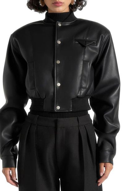 Manière De Voir Manière De Voir Zina Leather Wide Shoulder Bomber Jacket