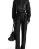 Manière De Voir Manière De Voir Zina Leather Wide Shoulder Bomber Jacket - 5