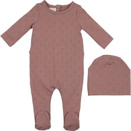 Manière Manière Floral Print Cotton Blend Footie & Beanie Set