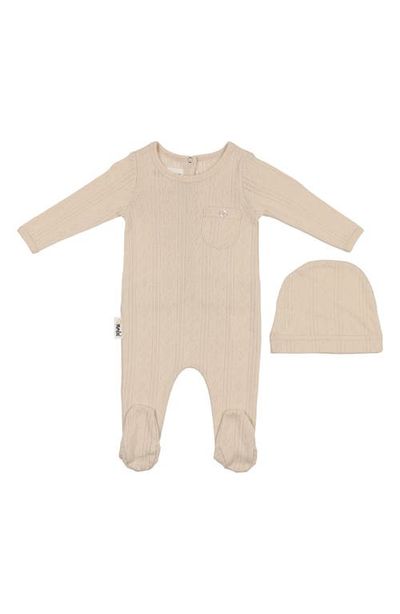 Manière Manière Pocket Pointelle Footie & Hat Set
